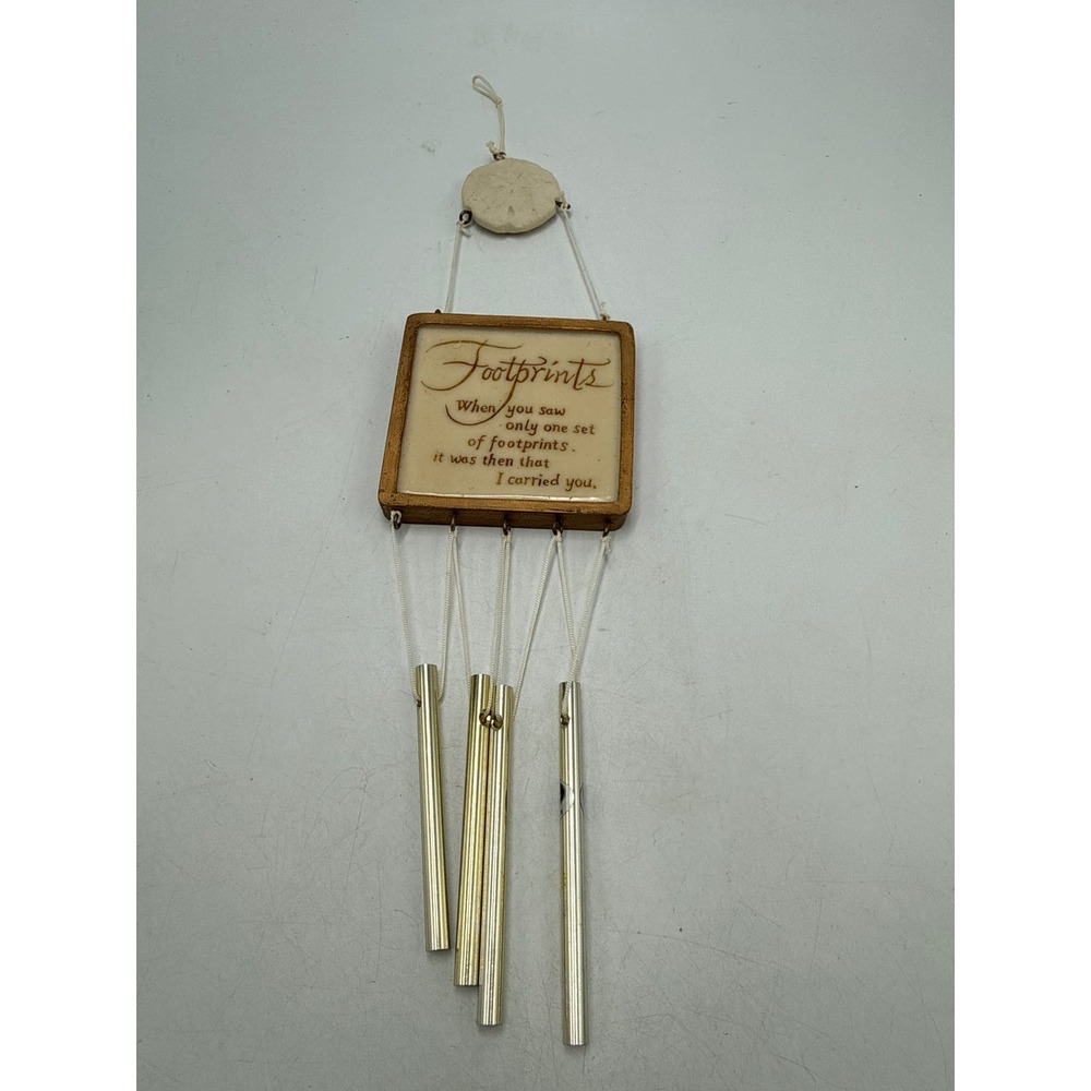 New Creative Enterprises Footprints Poem Wind Chime Sand Dollar Decor